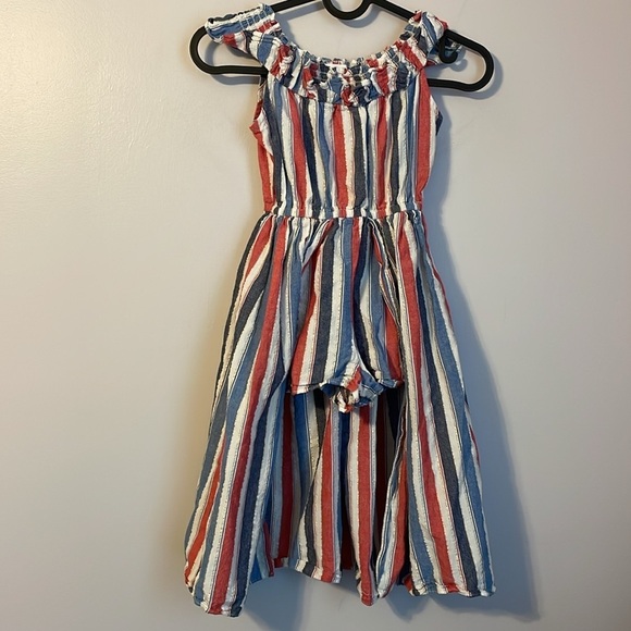 Bonnie Jean “4th Of July AMERICANA" Skirted Shorts Walk-Through Romper size 5 - Picture 1 of 16